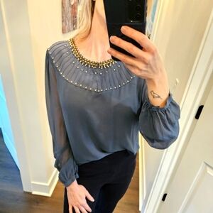 Tory Burch 100% Silk Beaded Blouse - Size M